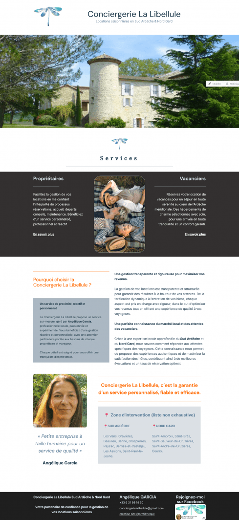 Création du site sous WordPress / optimisation du contenu en lien avec les intentions de recherche dans le respect SEO 2025
conciergerielalibellule.wordpress.com